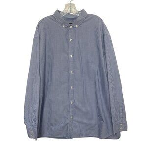 Claiborne Button Up Shirt Mens 3XL Blue White Long Sleeves